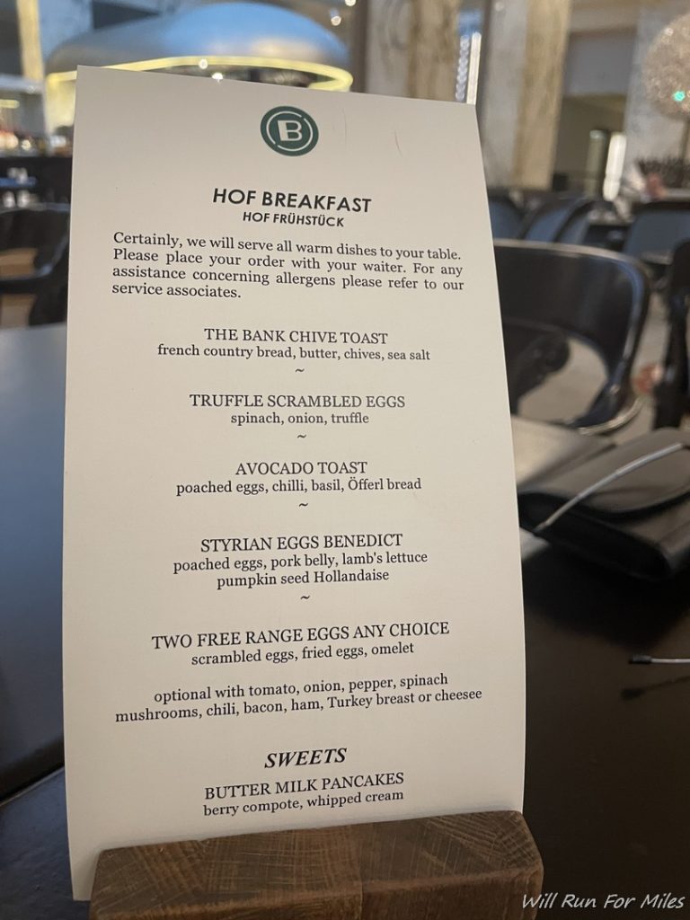 a paper menu with text on it