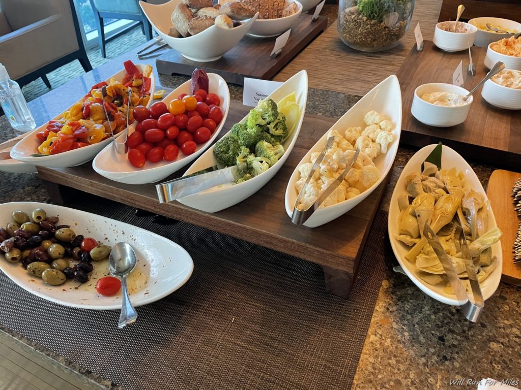 a table with different types of food