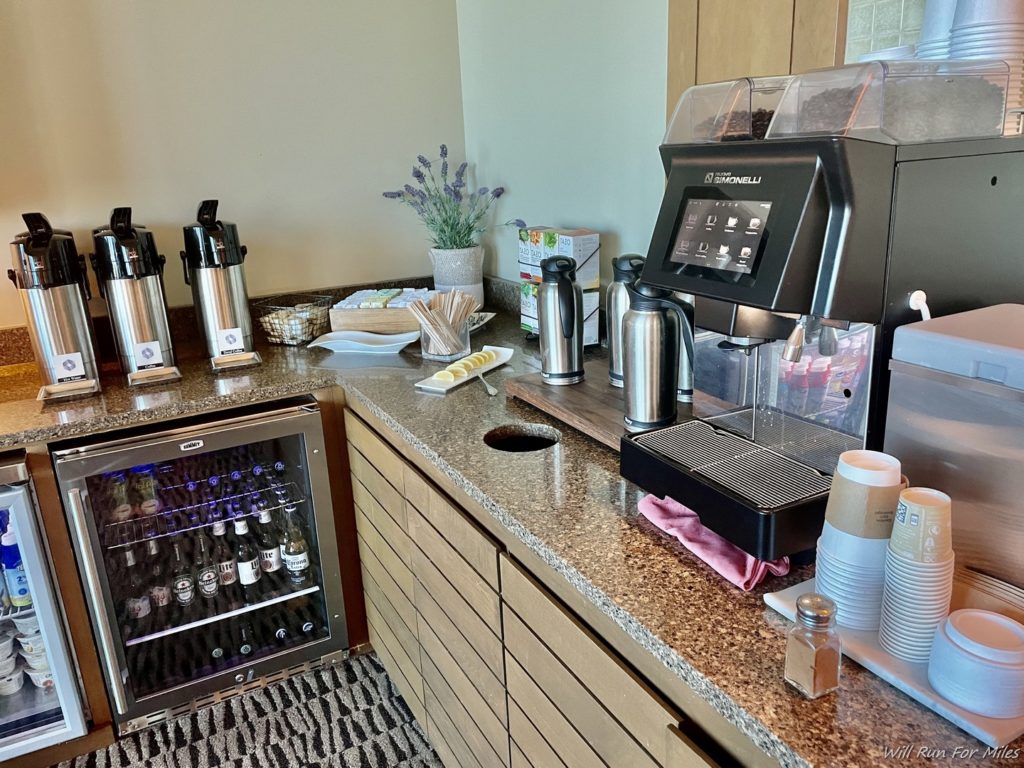 a coffee machine and beverage cooler