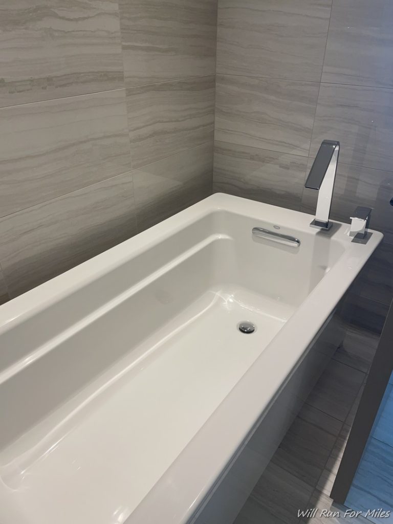 a bathtub in a bathroom