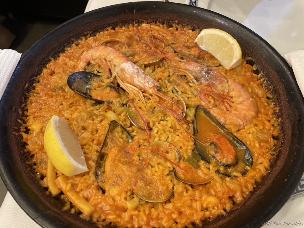 a bowl of seafood rice