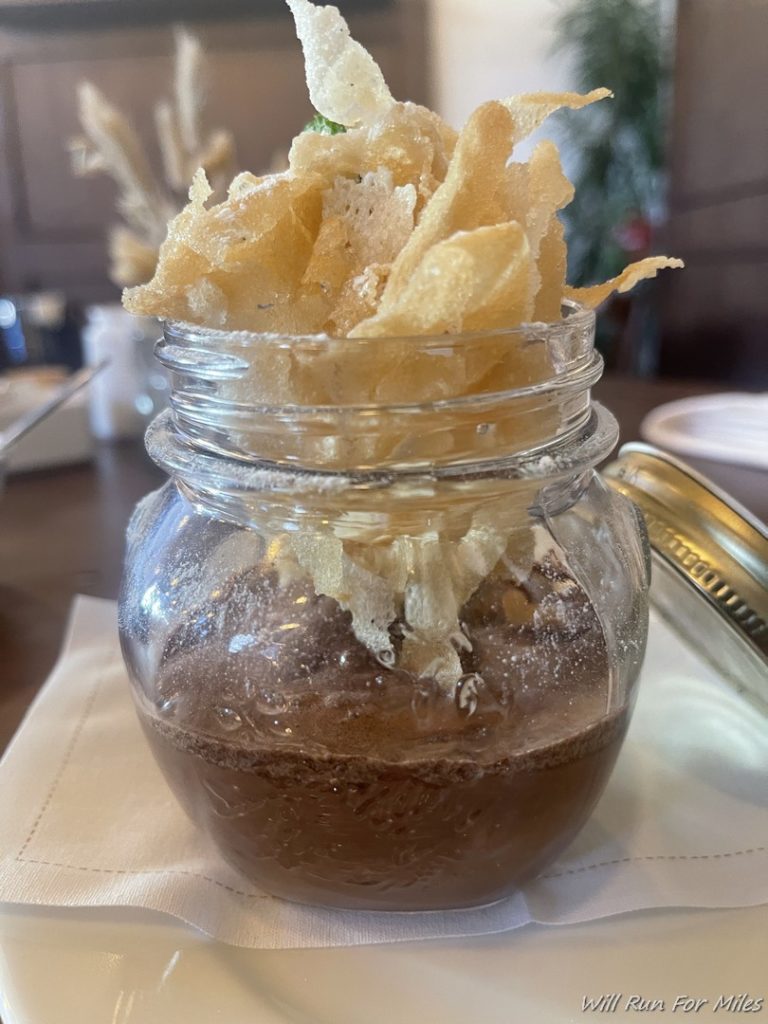 a jar of food on a table