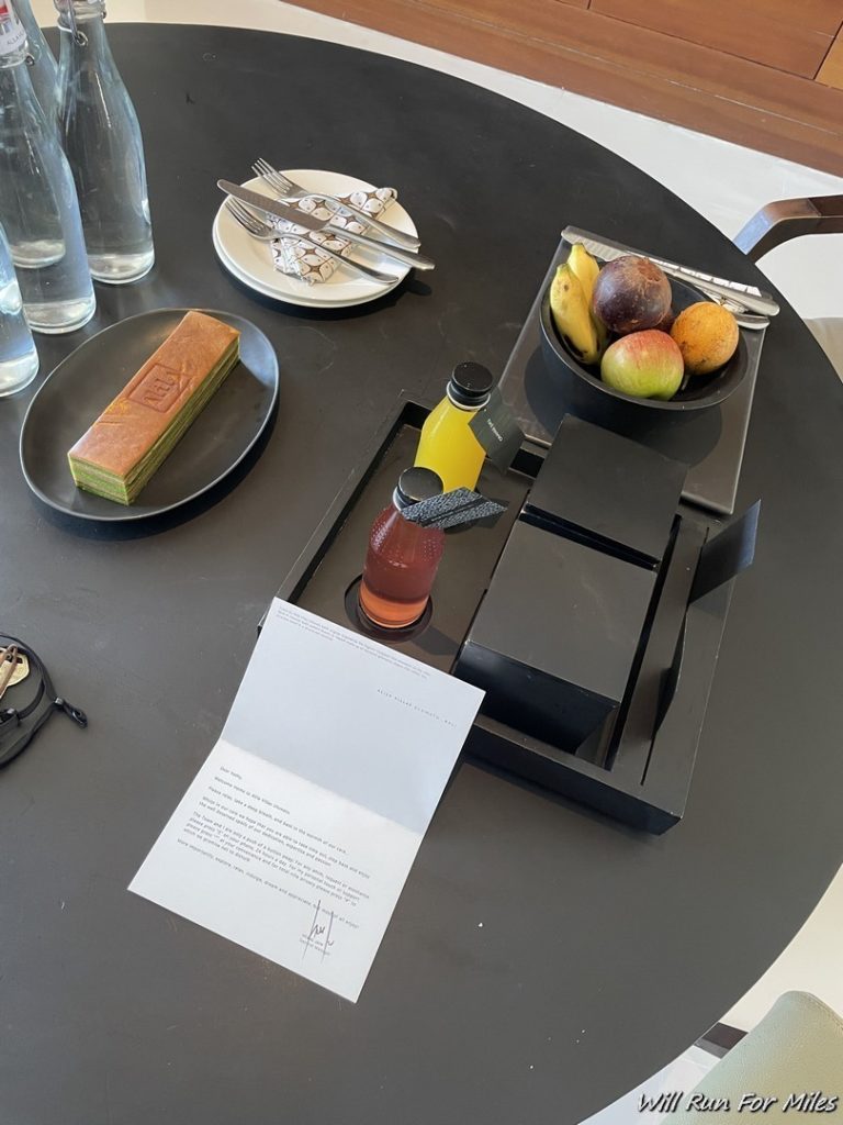 a table with food and a receipt
