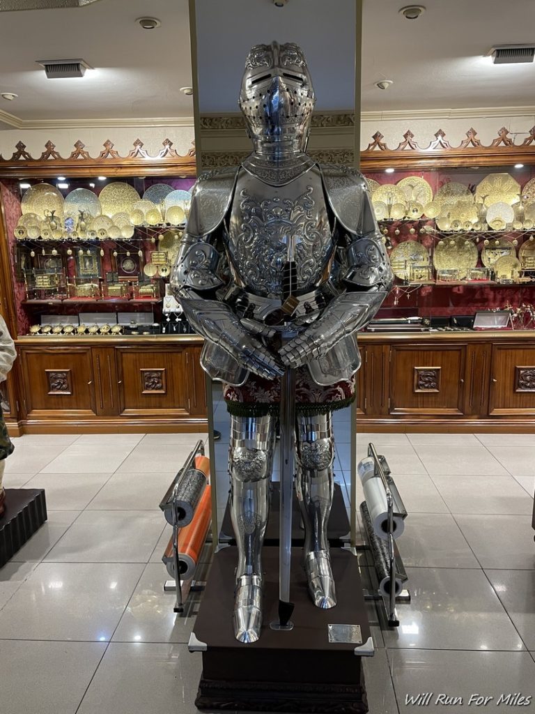 a suit of armor in a store