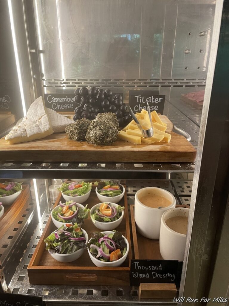 a tray of food on a shelf