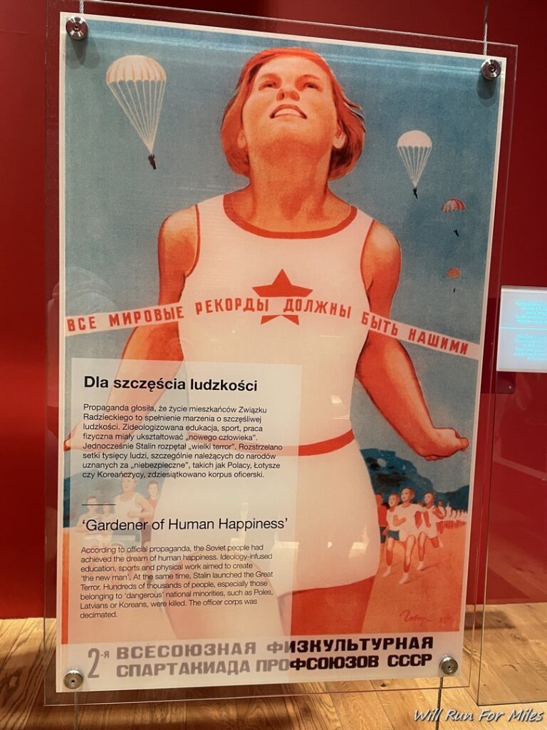 a poster on a display