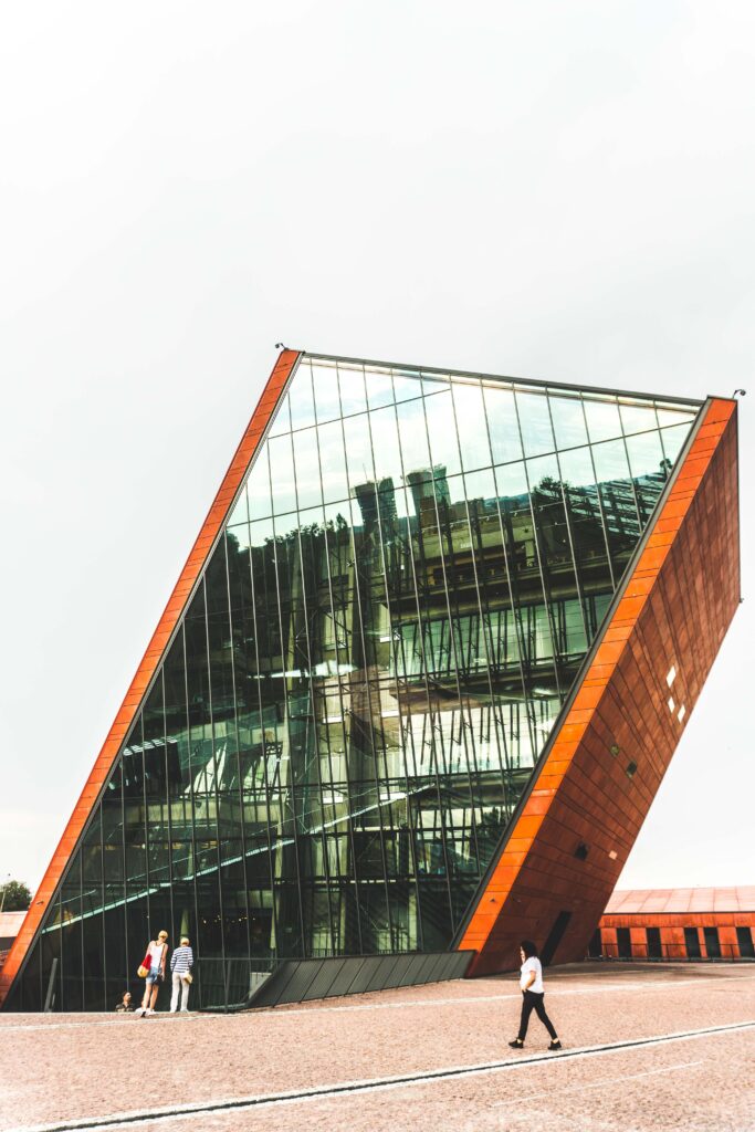 a building with a triangular shape
