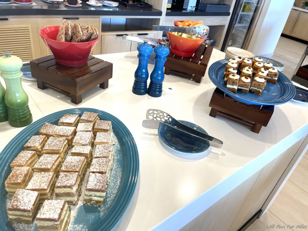 a table with plates of food