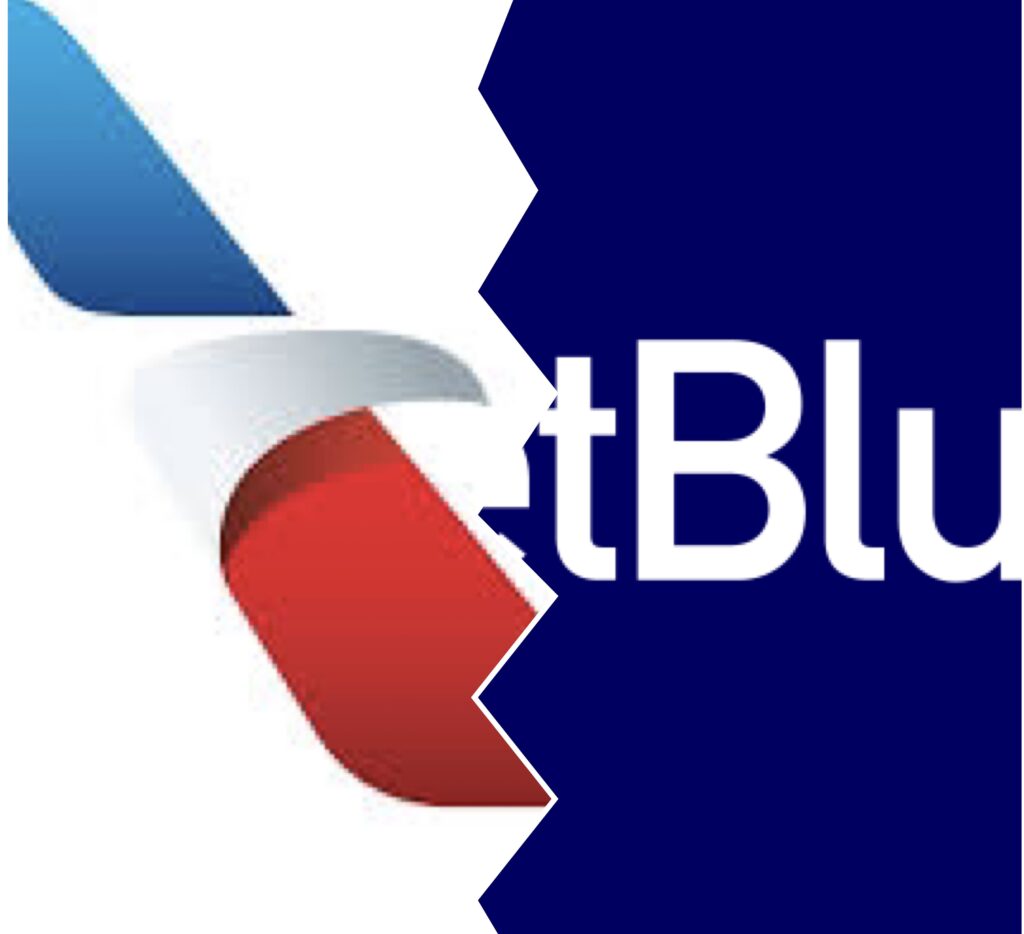 a blue and red logo