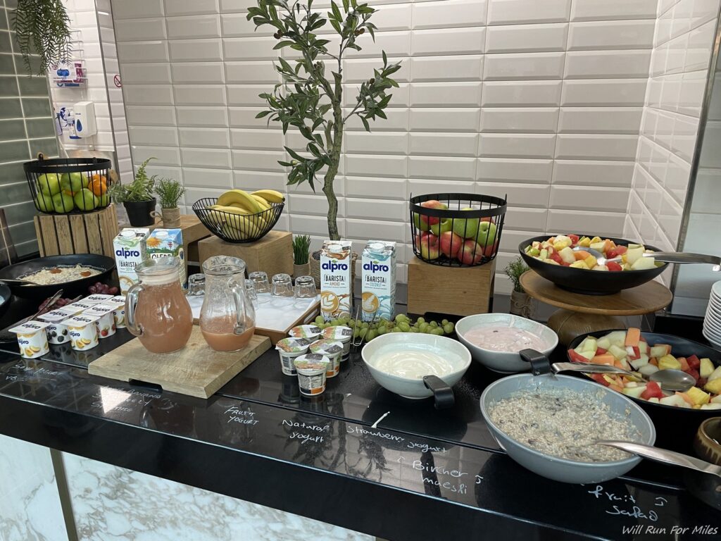 a table with different foods on it