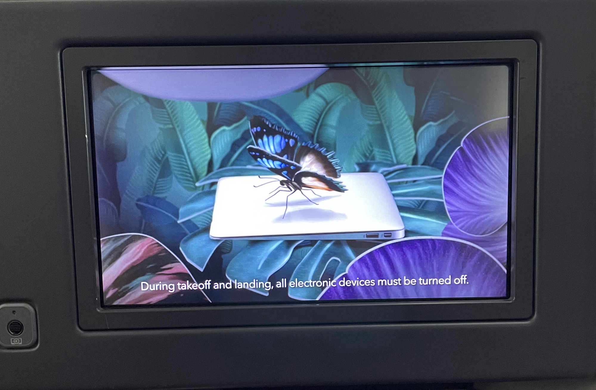 a screen with a butterfly on it