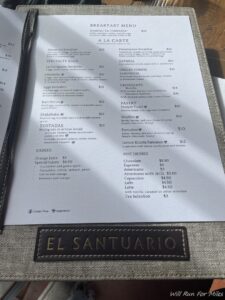a menu with a leather strap