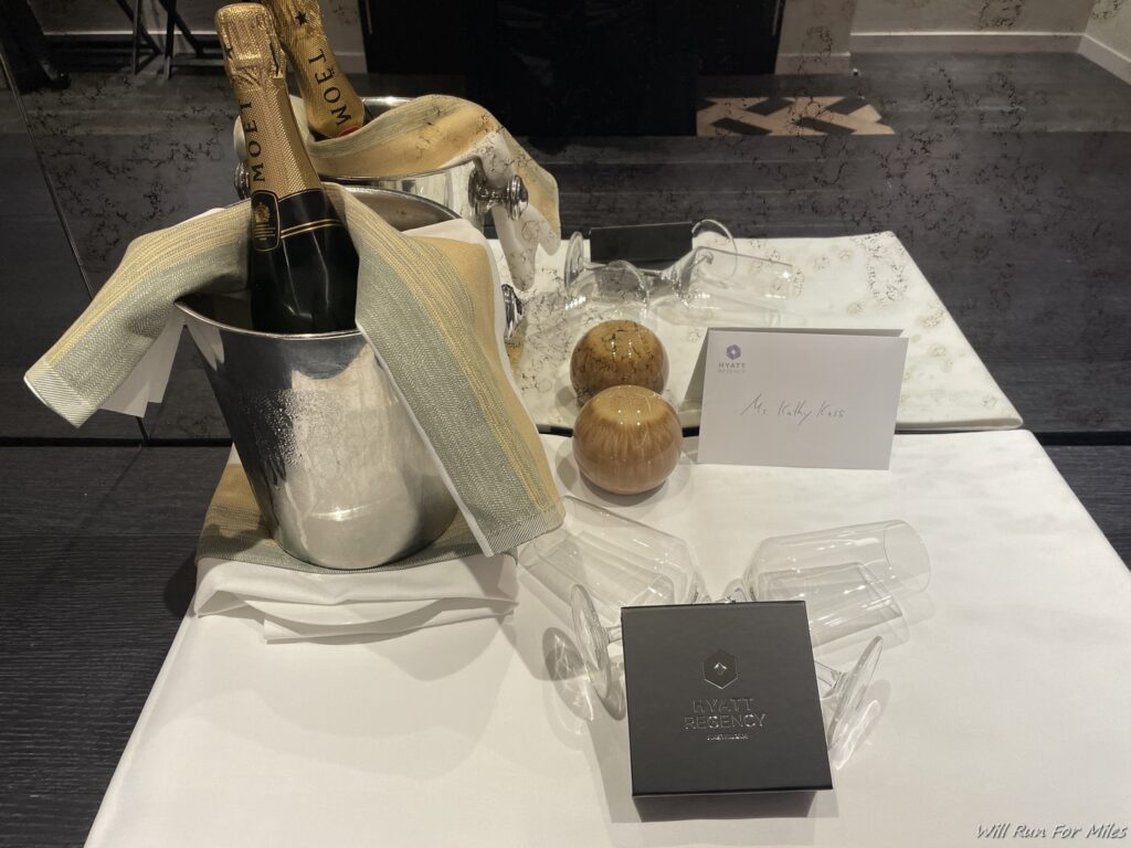 a champagne in a bucket on a table
