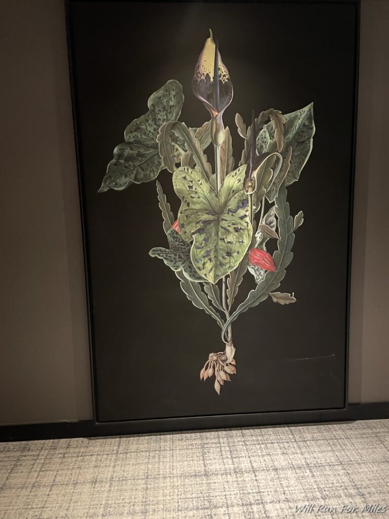 a painting of a plant on a wall