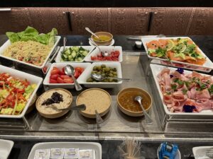 a table with bowls of food