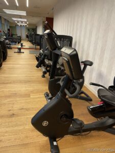 a room with exercise bikes