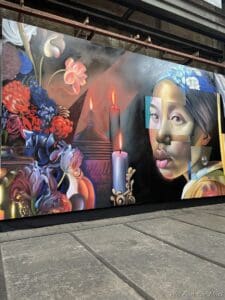 a large painting on a wall
