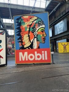 a large sign in a building