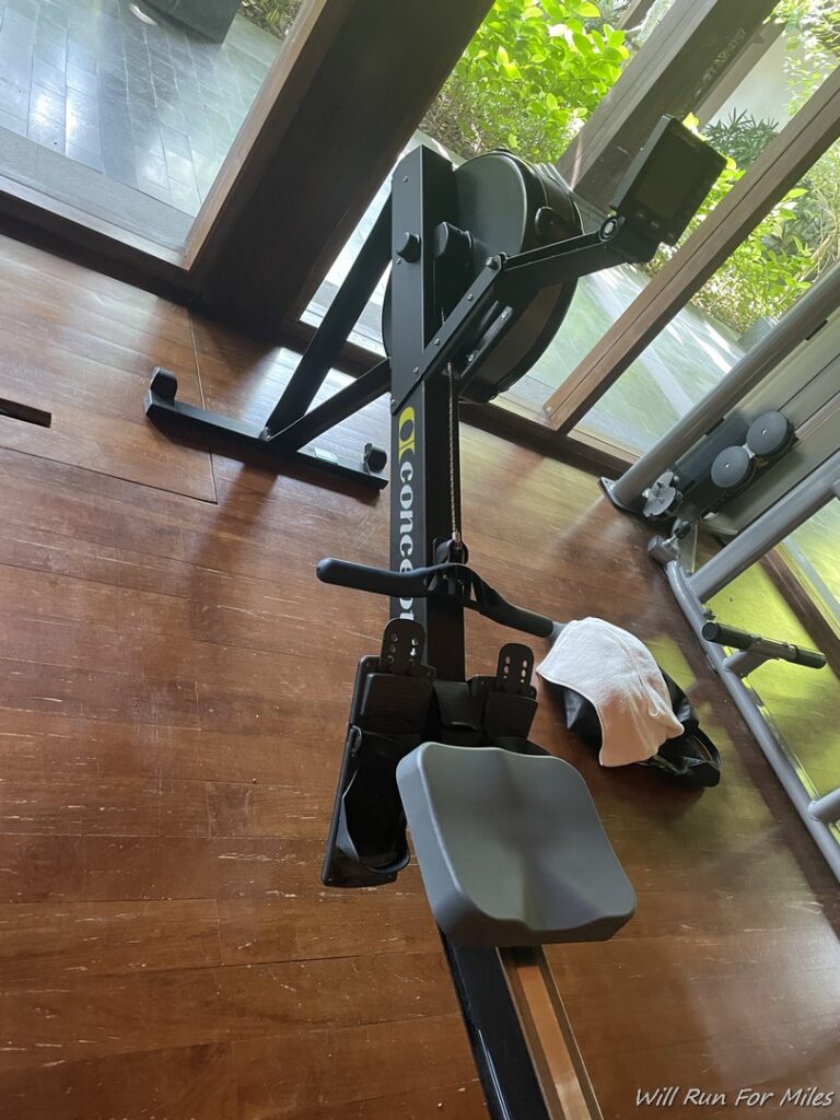 a exercise machine on a wood floor