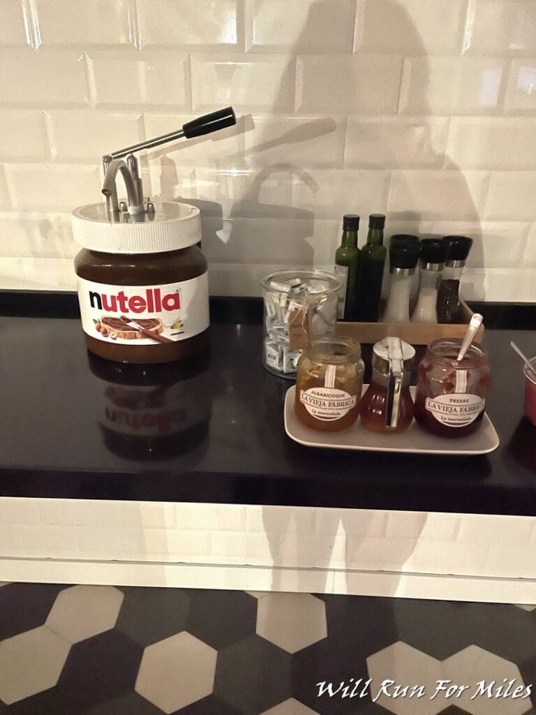 a jar of nutella on a counter