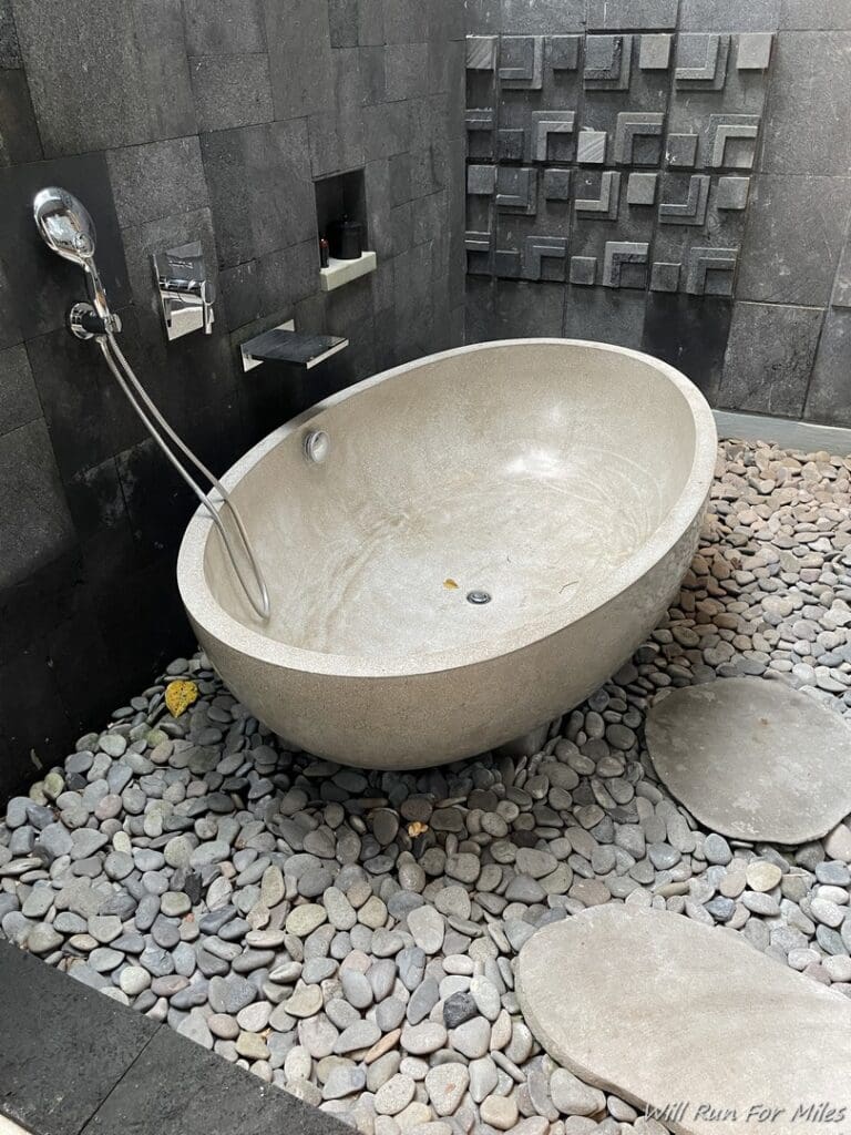 a bathtub in a bathroom