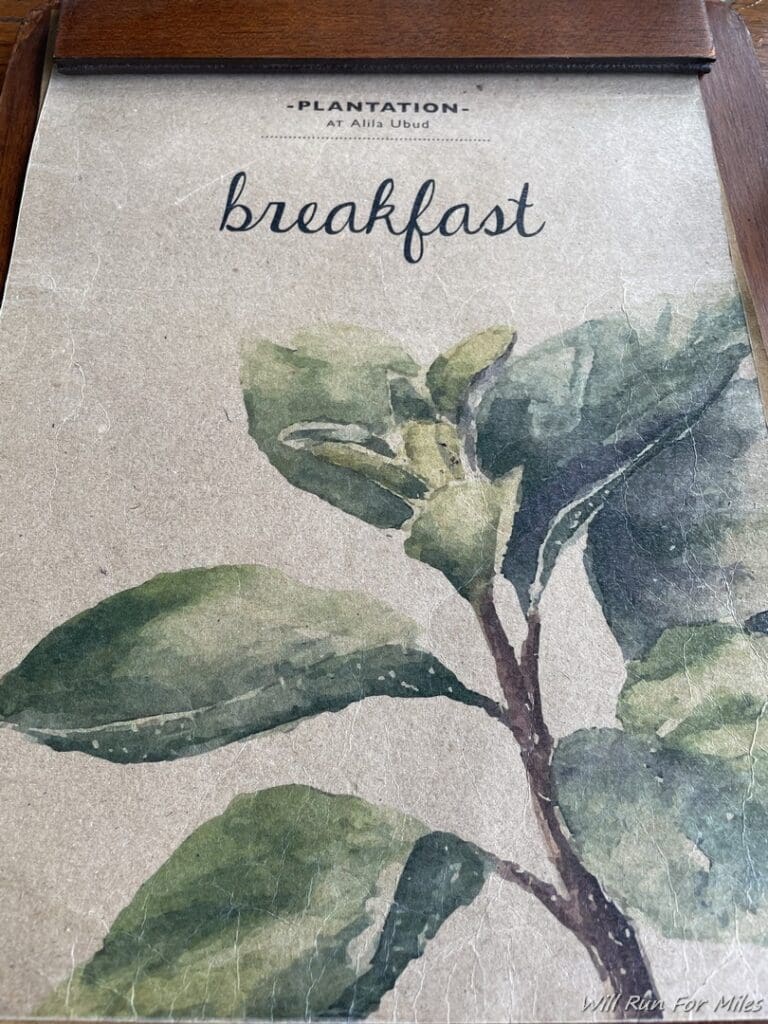 a menu with a plant on it