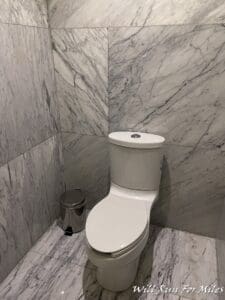 a toilet in a bathroom