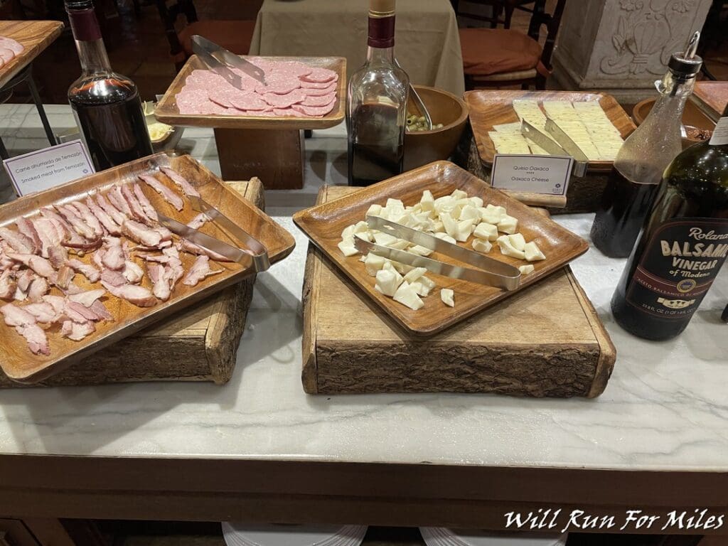 a table with different types of food on it