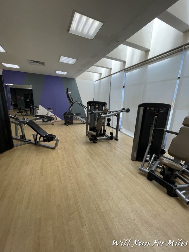 a gym with exercise equipment