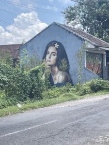 a mural of a woman on a building