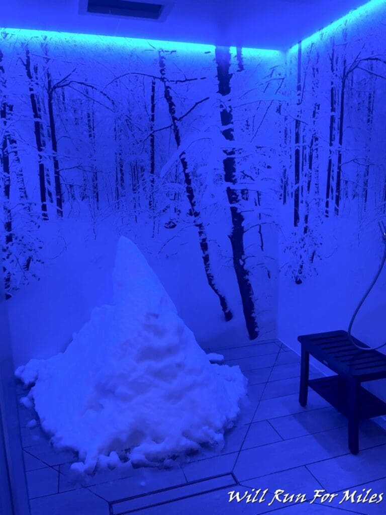 a snow pile in a room