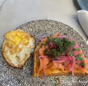 a plate with food on it