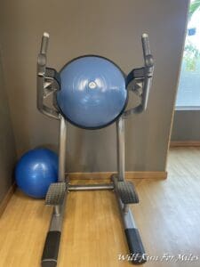 a exercise ball on a stand