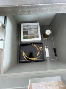 a box of tea in a drawer