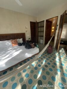 a hammock over a bed