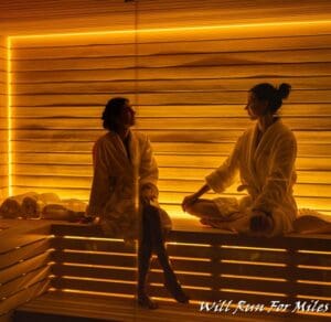 two women in a sauna