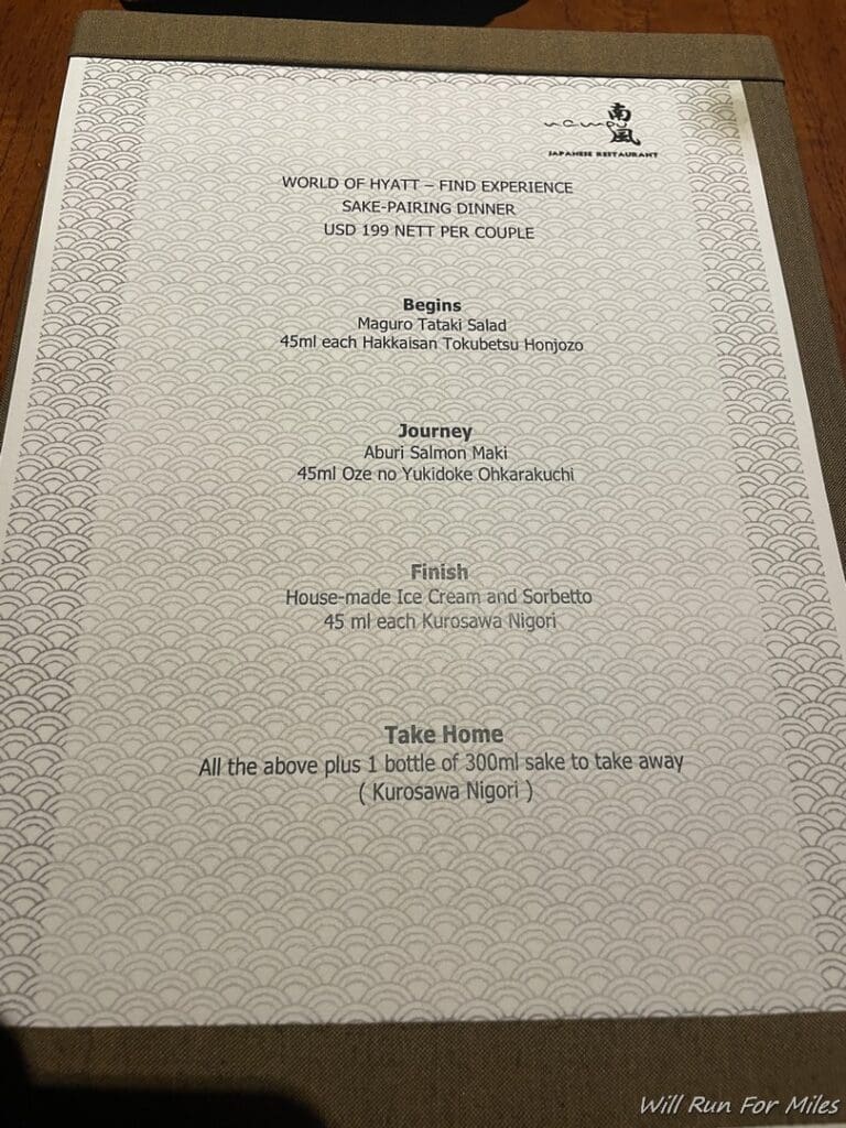 a menu on a table