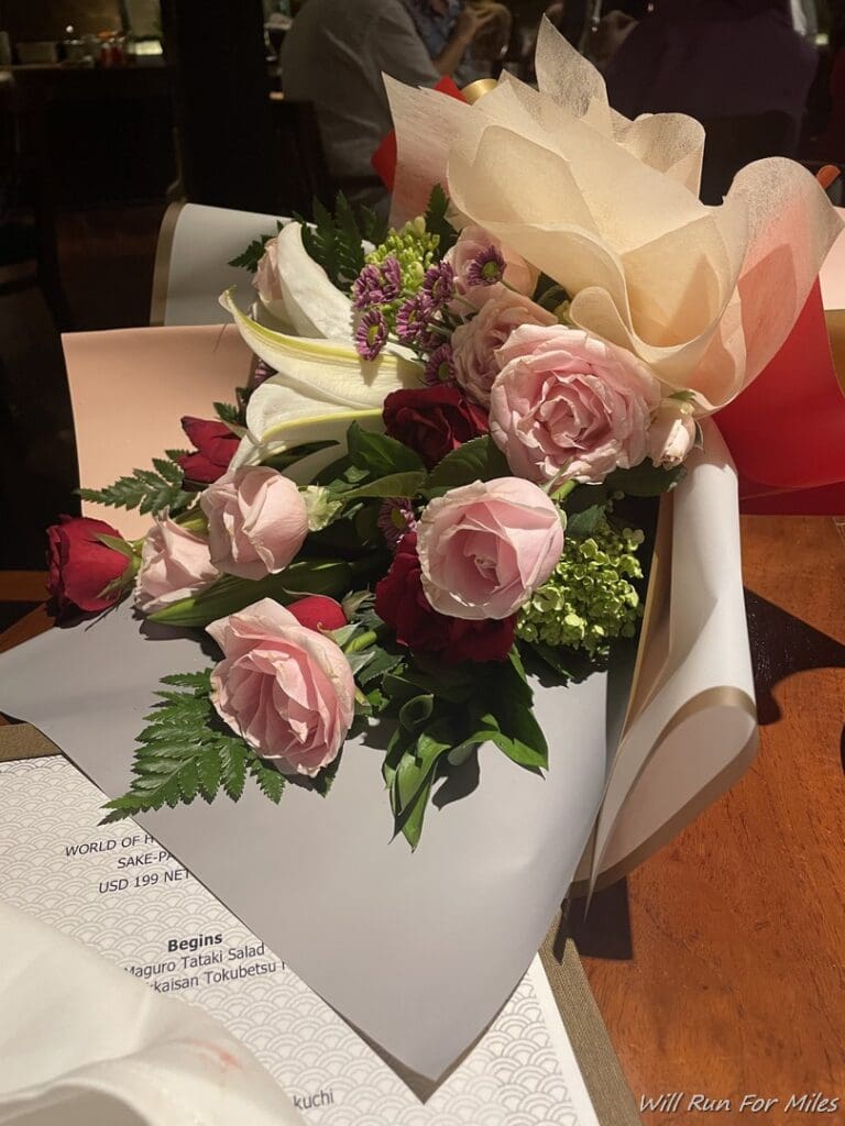 a bouquet of flowers on a table