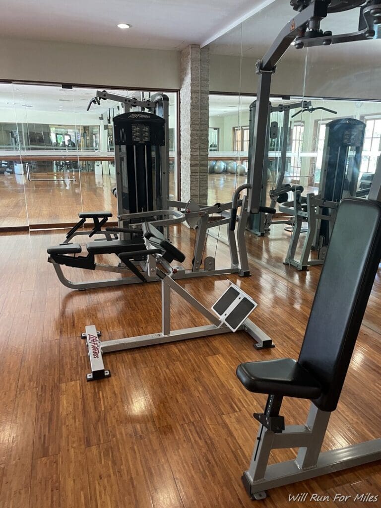 a gym with exercise equipment