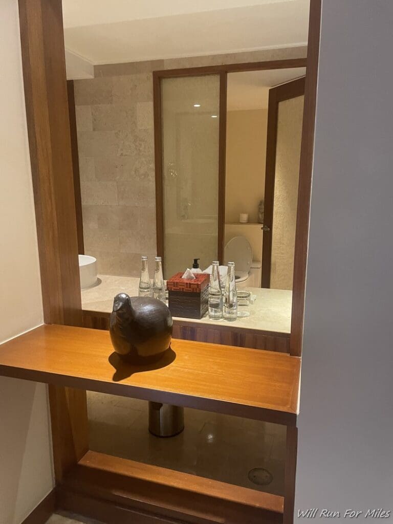 a mirror in a bathroom