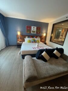 a bed in a room