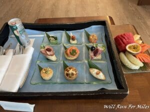 a tray of food on a table