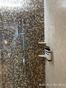 a shower with a shower head