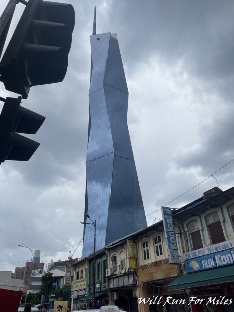 a tall building with a triangular shape