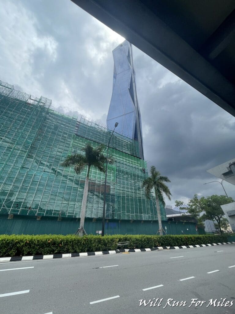 a tall building with scaffolding around it