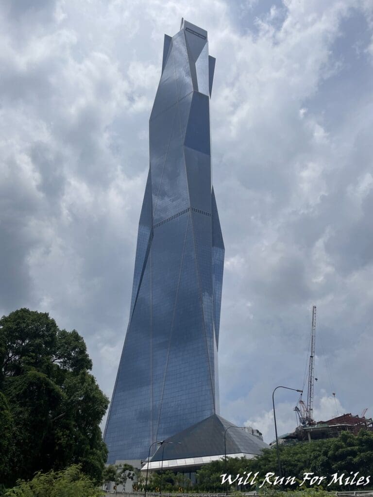 a tall building with a triangular shape