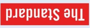 a red sign with white text