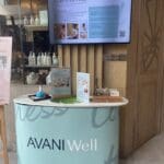 a display of products on a counter