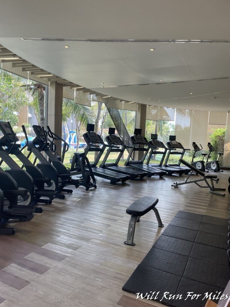 a room with exercise equipment