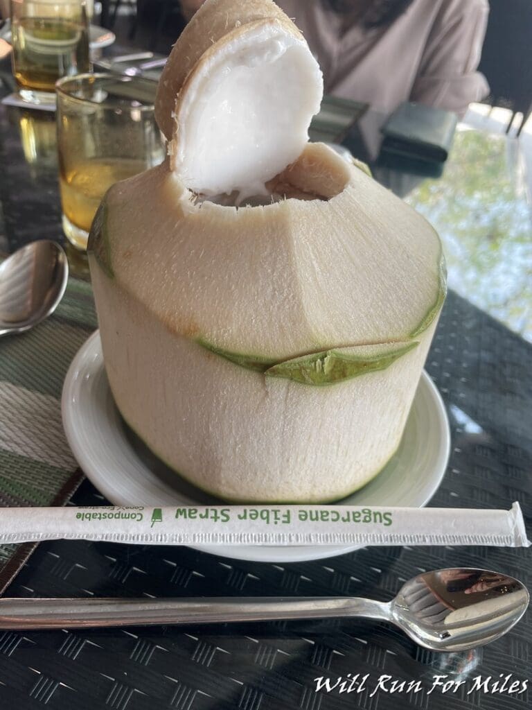 a coconut on a plate